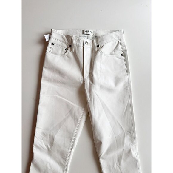 NWT AGOLDE Lyle Lace White Recycled Leather High Rise Straight Pants, Size 24 - Picture 5 of 16